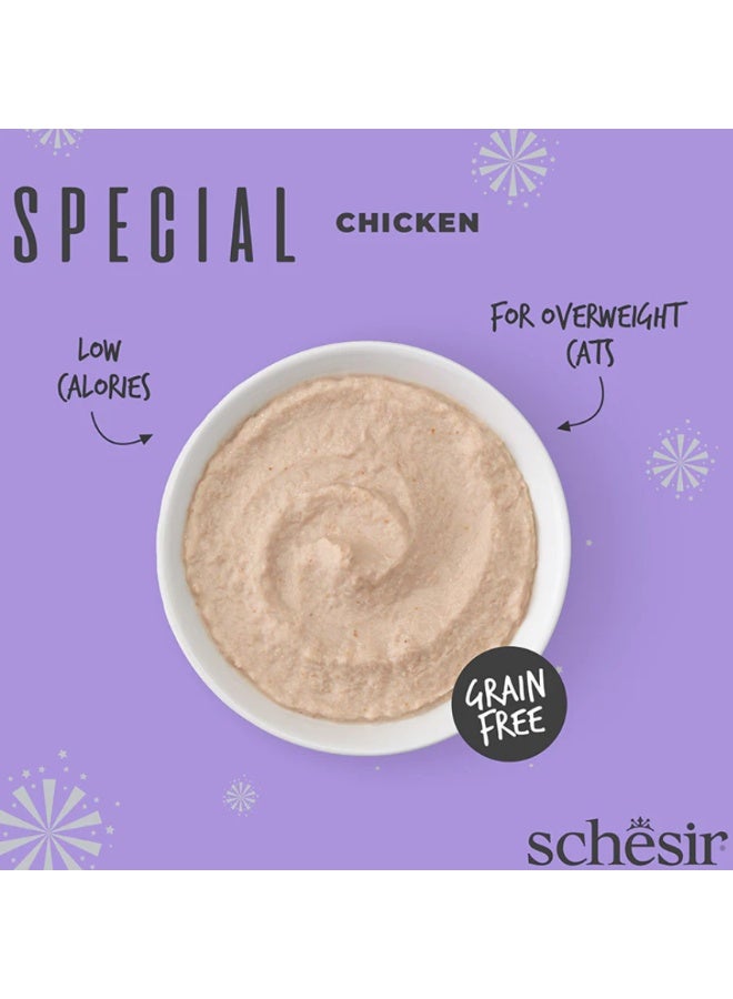 Schesir Special Mousse Complete Adult Cat Food – Light – Chicken – Low Calorie Grain Free Wet Food – Weight Control Formula – 3 × 70 g - Image 3